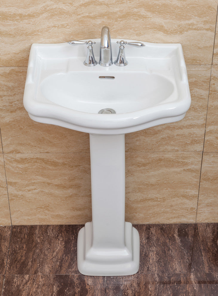 Roosevelt Pedestal Sink Only, White, 4" Faucet, 22"