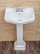 Roosevelt Pedestal Sink Only, White, 4" Faucet, 22"