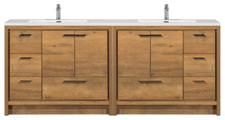 ALMA-ALLIER 84"  VANITY WITH SINK, Natural-Oak