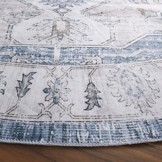 Safavieh Arizona Machine-Washable Collection ARZ216 Rug, Grey/Blue, 6' Round