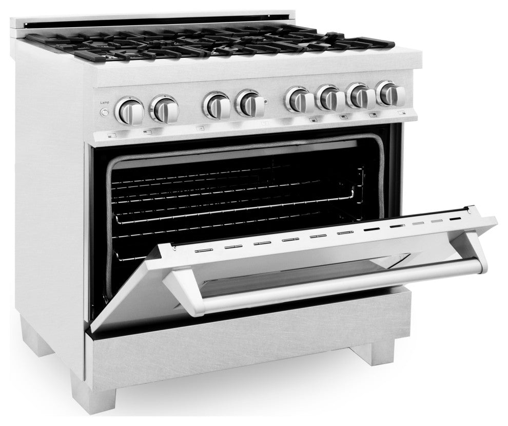 ZLINE 36" Dual Fuel Range With Griddle, Fingerprint Resistant Stainless Steel