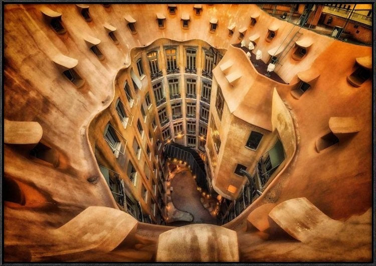 "Casa Mila La Pedrera Barcelona." Framed Canvas Giclee by Massimo Cuomo, 37x26"