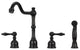Two-Handles Copper Widespread Kitchen Faucet with Side Sprayer, Matte Black
