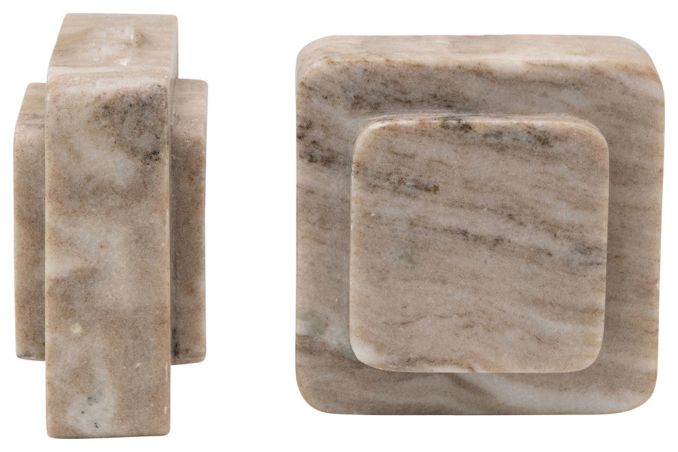 Marble Bookends, Beige, 2-Piece Set