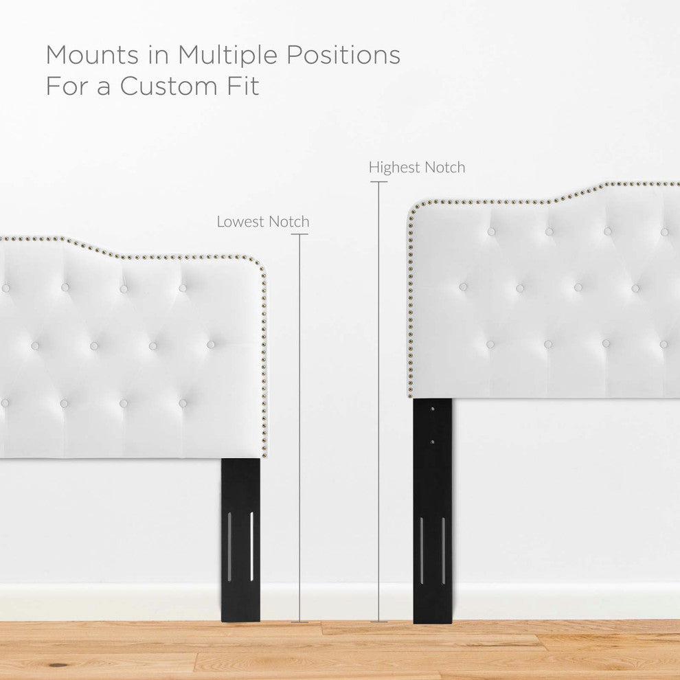 Tufted Headboard, Full Queen Size, Velvet, White, Modern Contemporary, Bedroom