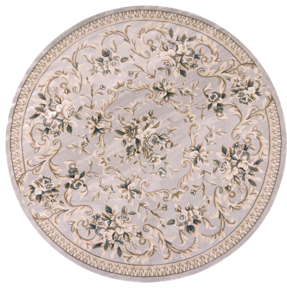 Avalon 5604 Light Gray Aubusson Rug, 7'10" Round