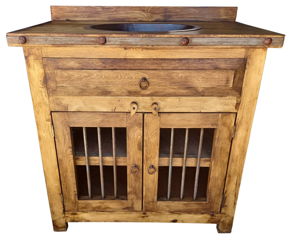 Eleanor Rustic Barr Doors Bathroom Vanity with sink, 48"x20"x32", Fake Top Drawer