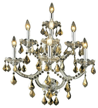 Elegant Maria Theresa Wall Sconce, Chrome Finish With Royal Cut Crystal