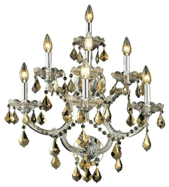 Elegant Maria Theresa Wall Sconce, Chrome Finish With Royal Cut Crystal
