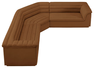 Cascade Upholstered Modular Sofa, Saddle, Velvet, Corner Sectional