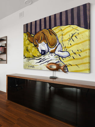 "Beagle Sleeping" Painting Print on Wrapped Canvas, 60"x40"
