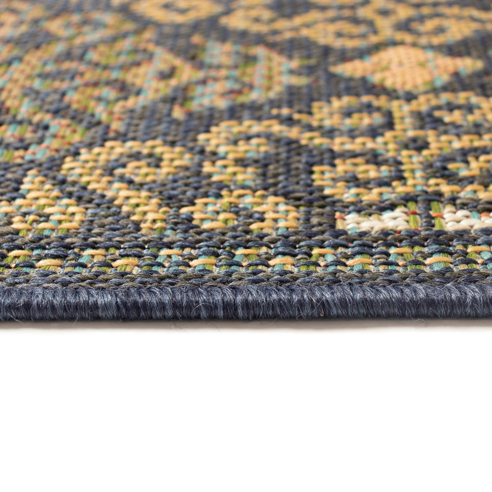 Patio Suzani Diamonds Indoor/Outdoor Rug, Navy, 3'3"x4'11"
