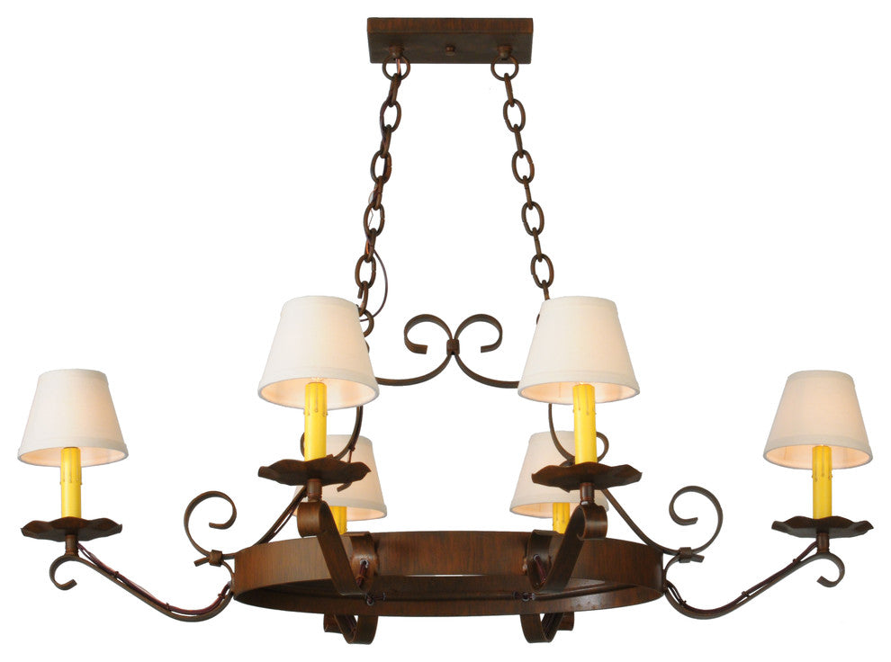 56L Handforged Oval 8 LT W/Downlights Chandelier