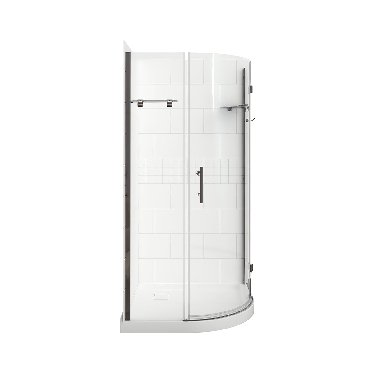 Risco 38" Neo Round Shower with tiled walls