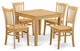 5-Piece Kitchen Table Set, Kitchen Dinette Table and 4 Dining Chairs, Oak