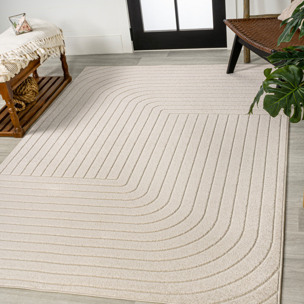 Odense High-Low Minimalist Angle Geometric Indoor/Outdoor Area Rug