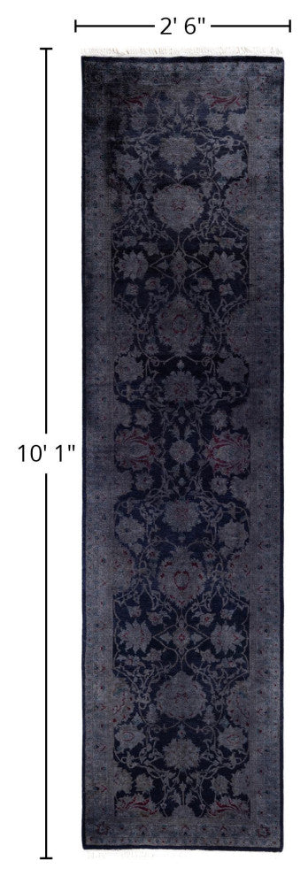 Overdyed One-of-a-Kind Hand-Knotted Area Rug Navy, 2' 6" x 10' 1"