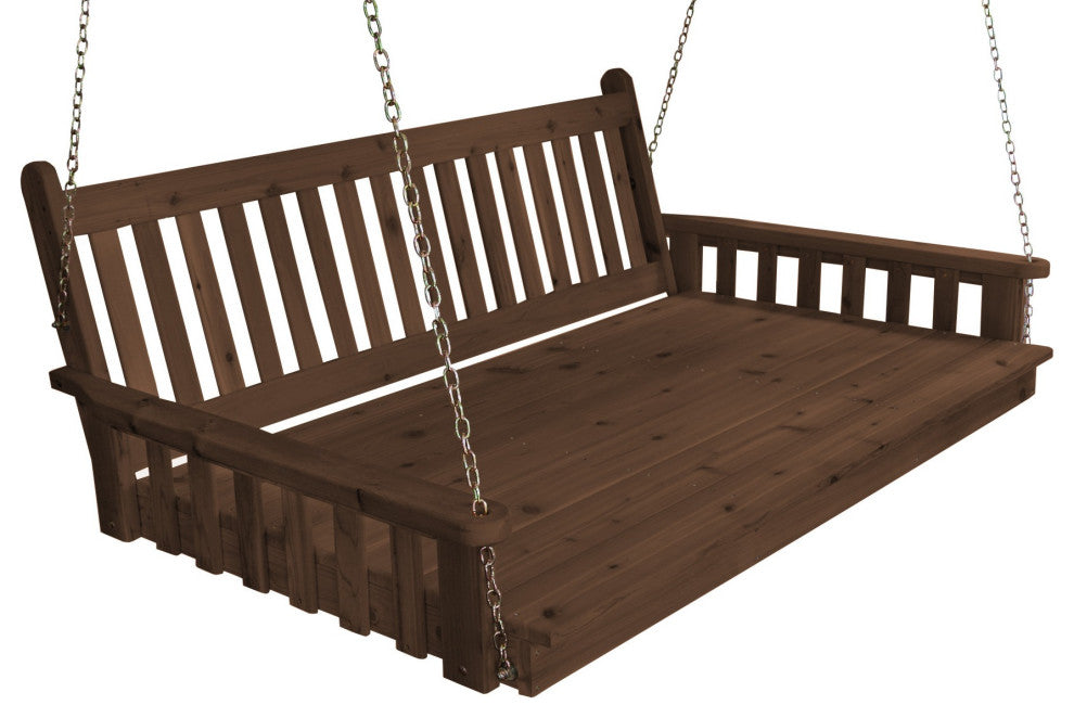 Cedar Traditional English Swingbed, Mushroom Stain, 75 Inch