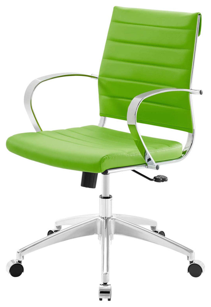 Computer Work Desk Chair, Faux Leather, Green, Modern, Home Business Office