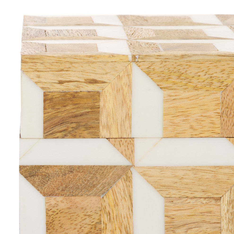 Safavieh Lori Decor Box, Set of 2, Antique Ivory/Natural Brown