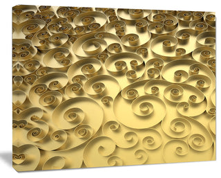 3D Golden Curly Background, Abstract Canvas Art Print, 20"x12"