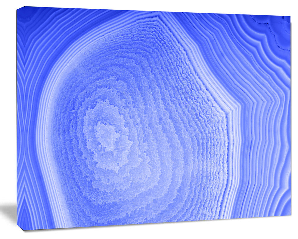 Dark Blue Agate Structure, Abstract Canvas Art Print, 20"x12"