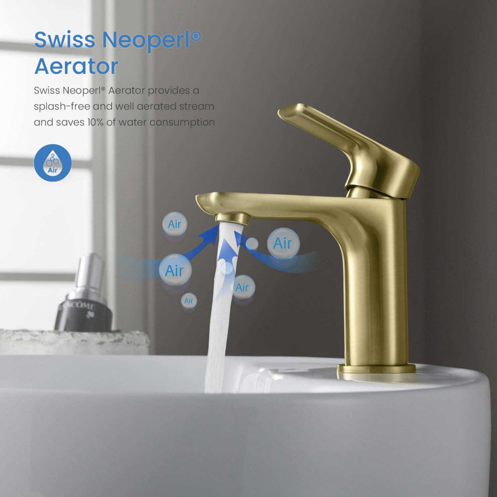 Tender Single Handle Bathroom Sink Faucet, Brushed Gold