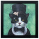 11"x11" Black Frame Tuxedo Cat
