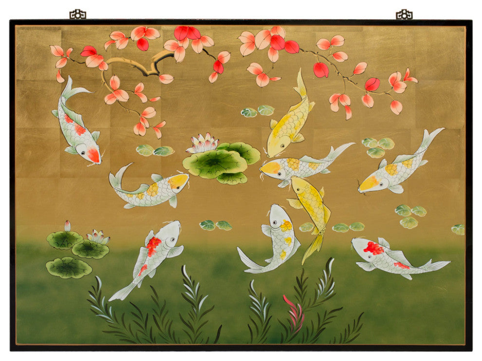 Gold Leaf Prosperity Koi Fish Asian Wall Art