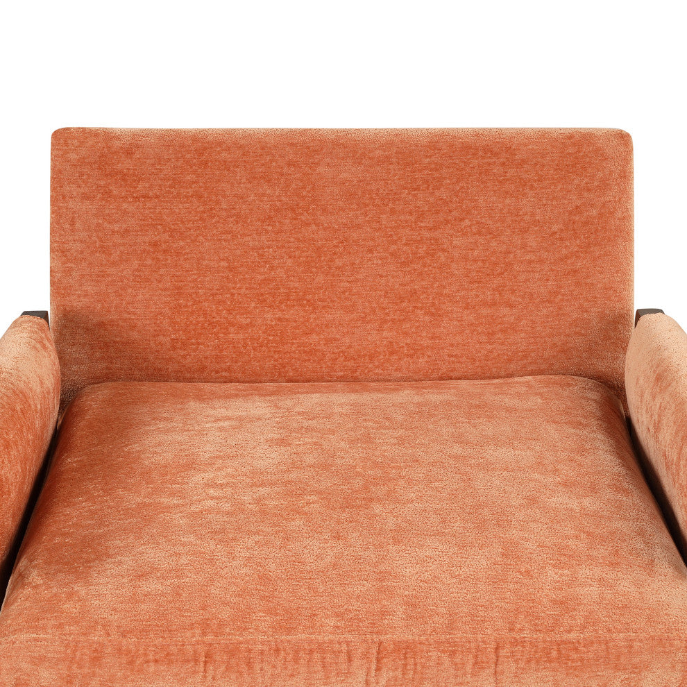 GDF Studio Mid-Century Modern Velvet Accent Chair, Rubber Wood Frame, Orange