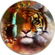 Tiger With Butterfly Wings, Animal Digital Art Round Metal Artwork, 36"