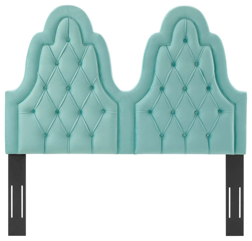 Tufted Headboard, Full Queen Size, Velvet, Blue, Modern Contemporary, Bedroom