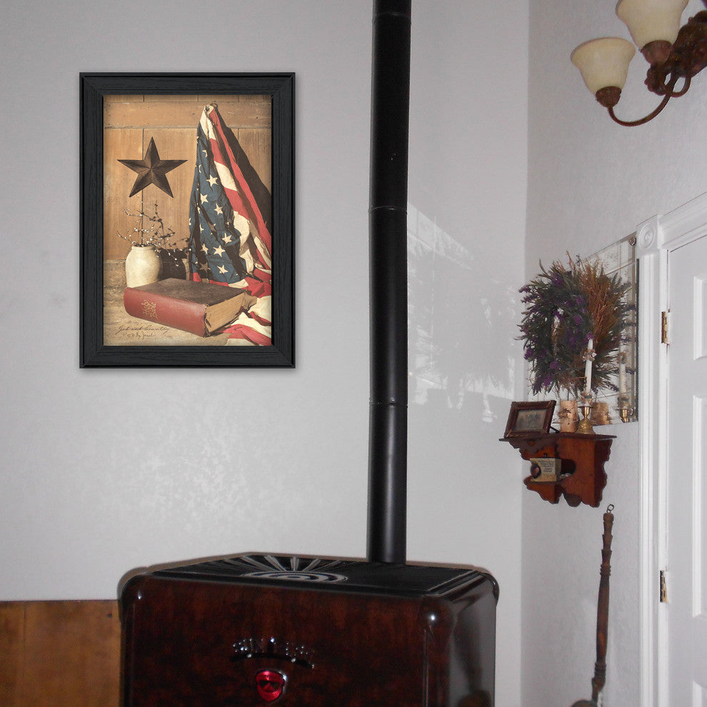"God and Country" By Billy Jacobs, Printed Wall Art, Ready To Hang, Black Frame
