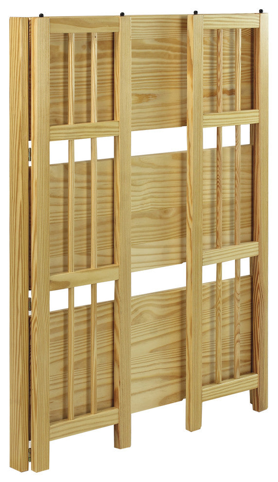 3 Shelf Folding Bookcase, Natural, Large, 3 Shelf