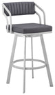 Scranton 30" Swivel Slate Grey Faux Leather and Silver Metal Bar Stool