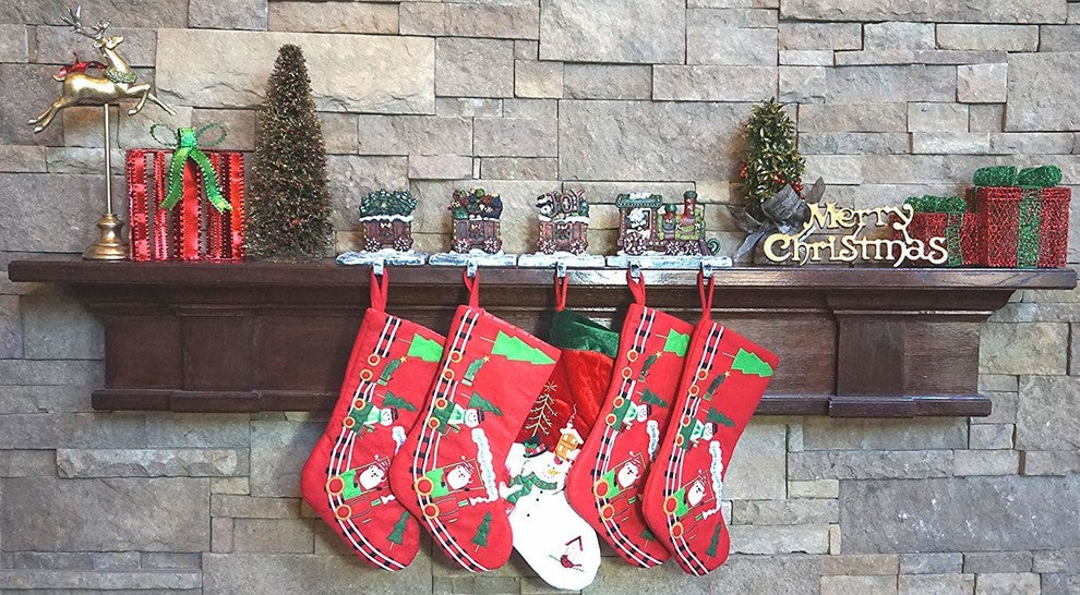 2D Train Christmas Stocking Holders, 4-Piece Set