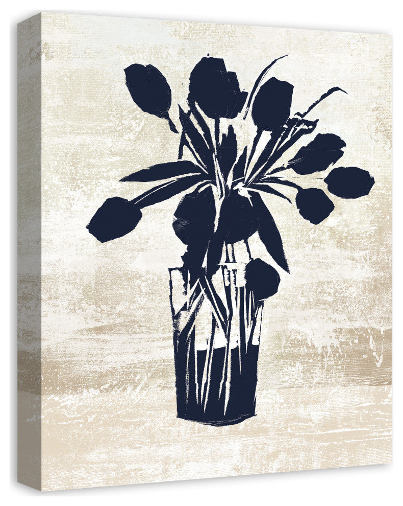 Navy Flower Vase 16x20 Canvas Wall Art