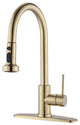 Pull Down Kitchen Facuet With Deck Plate, Brushed Gold