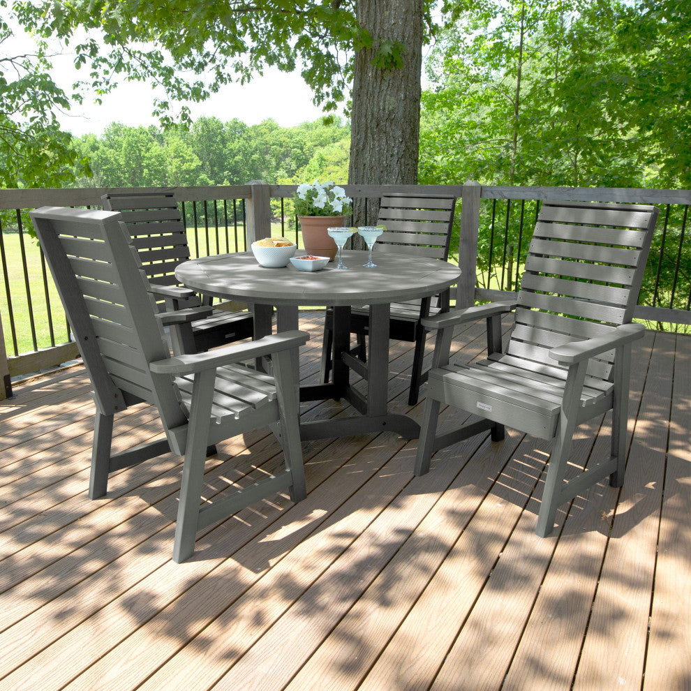Weatherly 5-Piece Round Dining Set, Coastal Teak
