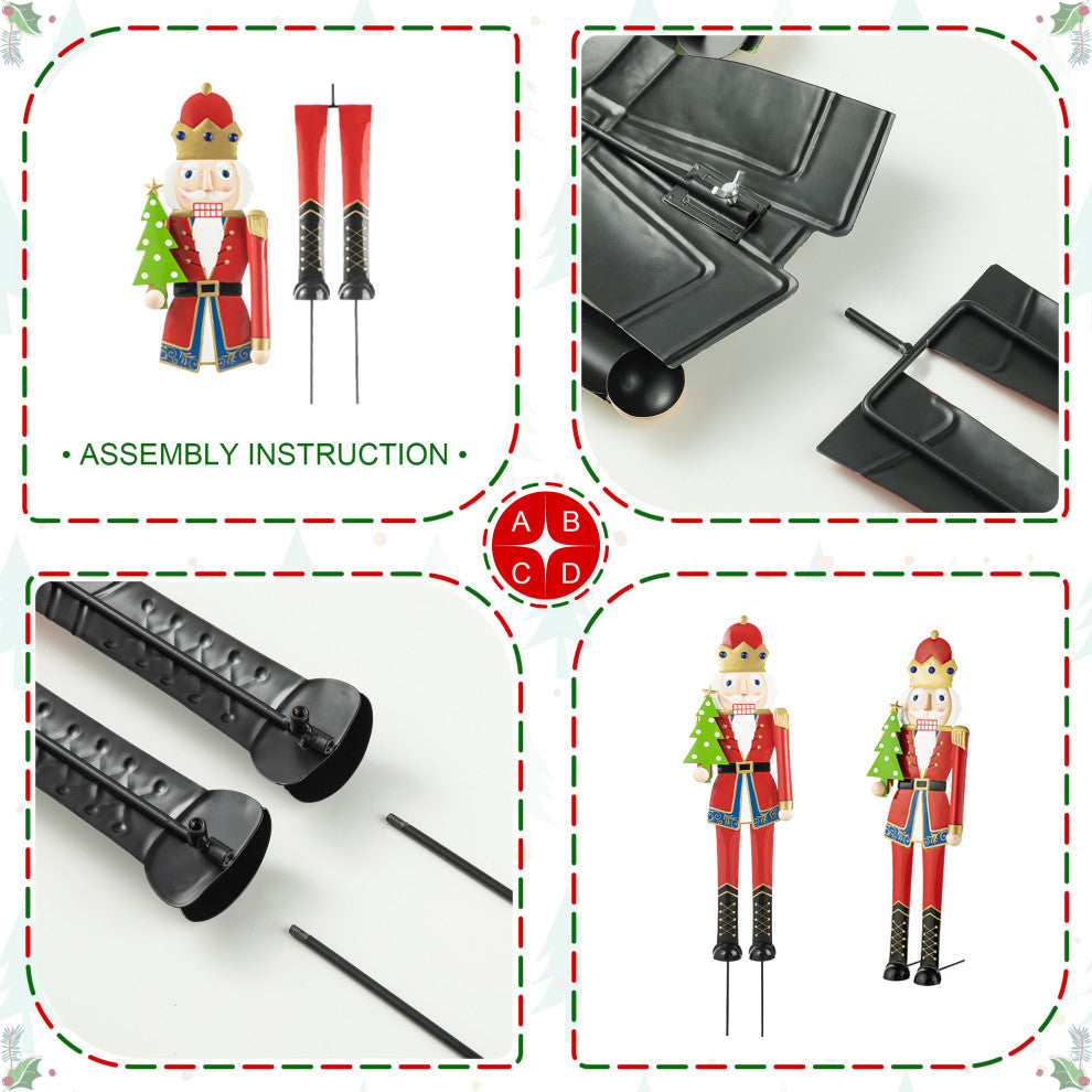 43.25"H Metal Christmas Nutcracker Yard Stake