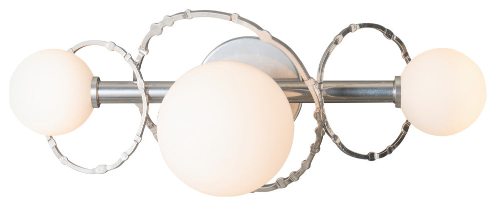 Olympus 3-Light Bath Sconce, Sterling Finish, Opal Glass