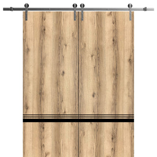 Sturdy Double Barn Door 48 x 96 with | Planum 0012 Oak with  | 13FT
