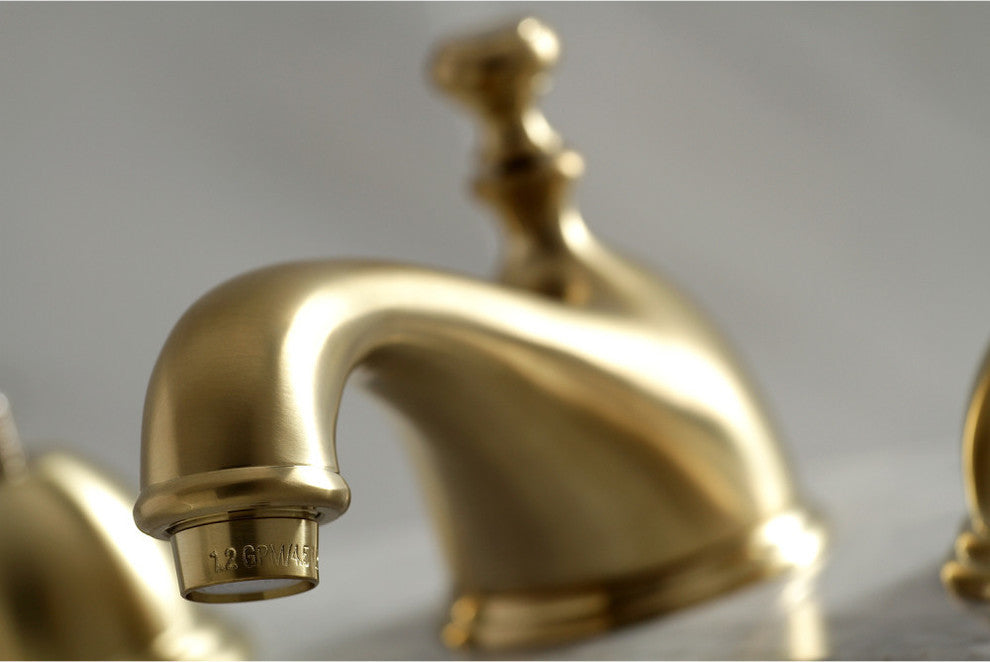Kingston Brass Widespread Bathroom Faucet With Brass Pop-Up, Brushed Brass