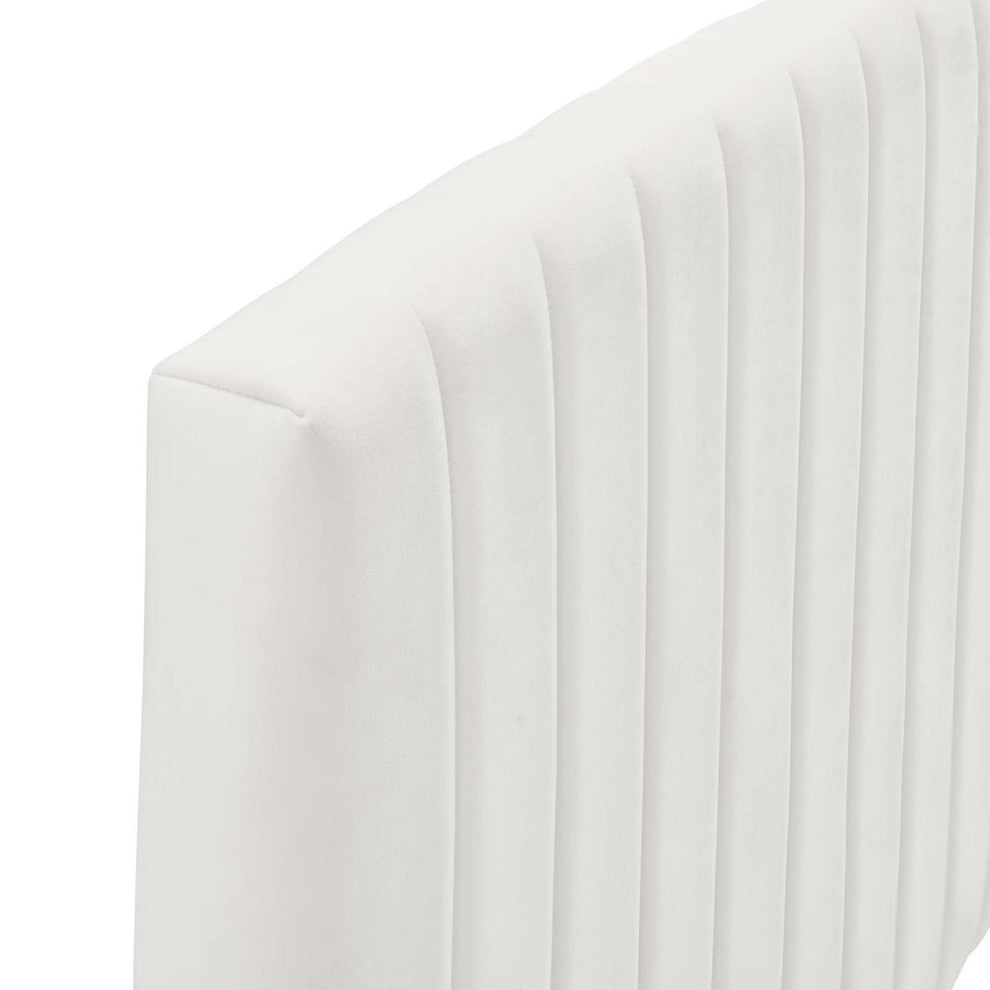 Rebecca Performance Velvet Twin Headboard-White