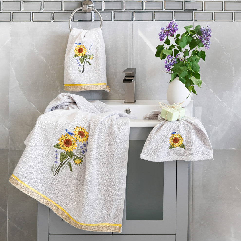 Linum Home Textiles 100% Turkish Cotton GIRASOL 4PC Embellished Towel Set