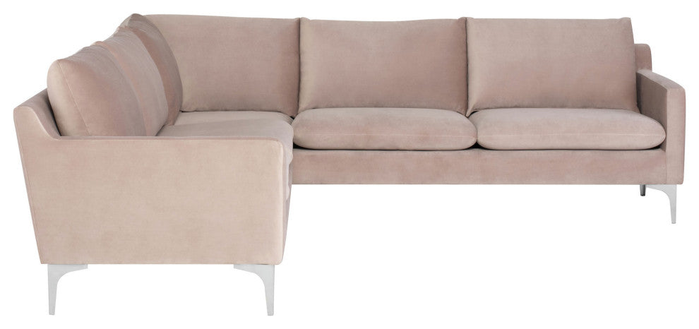 Anders Blush Fabric Sectional Sofa, HGSC675