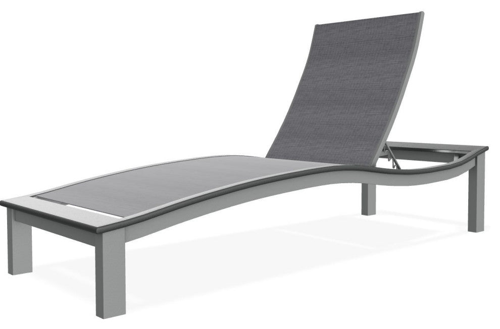 Bazza Sling 4-Position Contour Outdoor Chaise Lounge, Augustine Pewter/Graphite