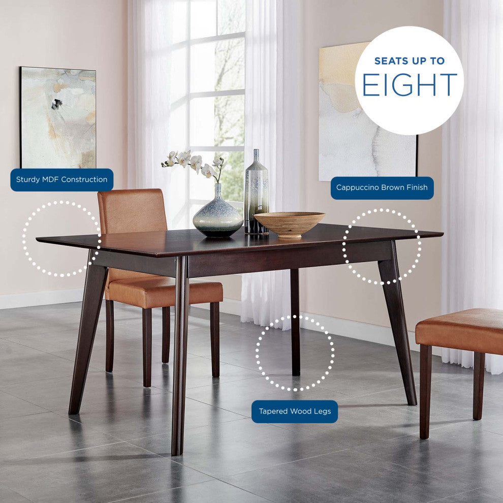 Dining Table, Rectangular, Wood, Drak Brown, Modern, Cafe Bistro Restaurant