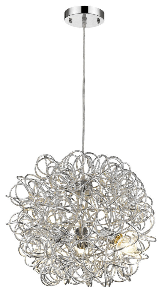 Mingle 3-Light Polished Chrome Pendant With Faceted Chrome Aluminum Wire Shade