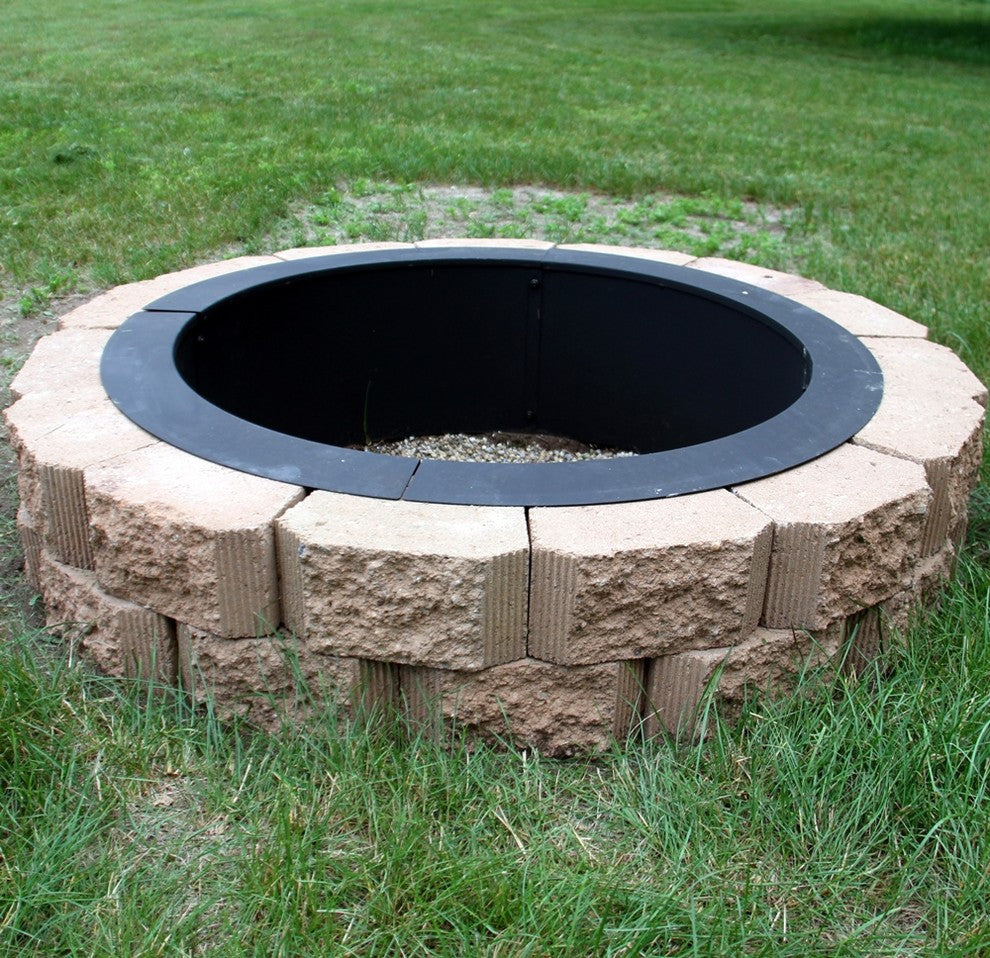 Sunnydaze Durable Black Steel DIY Fire Pit Ring Liner, 27" Diameter